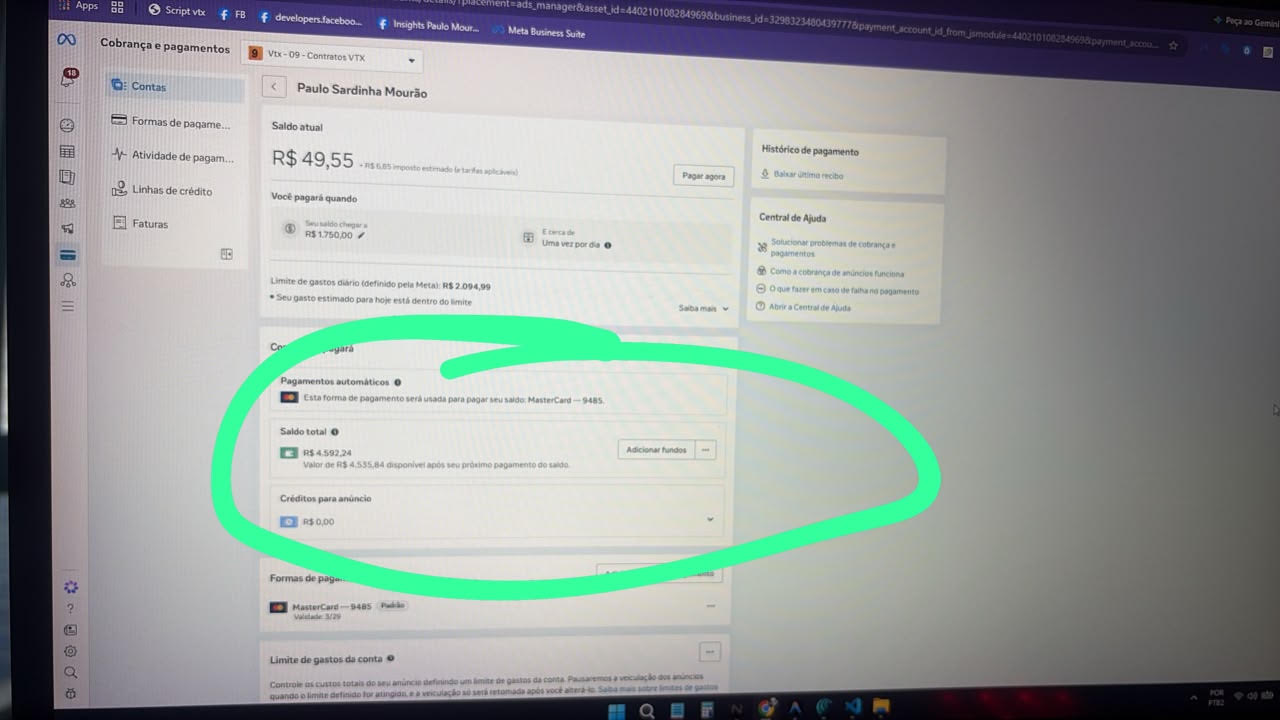 Comprovante de Saldo Meta Ads